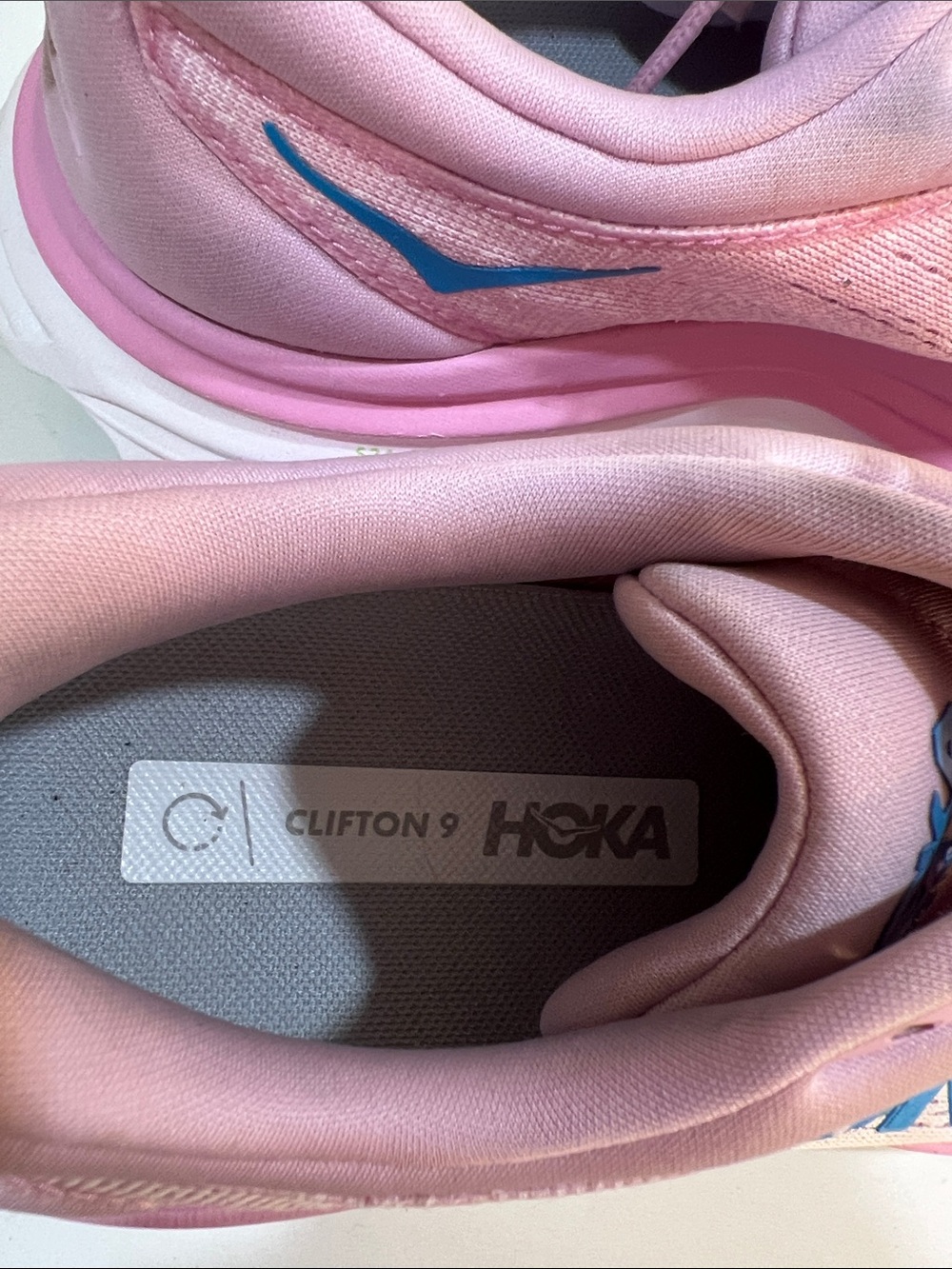 Hoka Bondi 8 Women's Pink and Neon Lime Running Shoes with Blue Logo size 8.5 - Picture 7 of 15